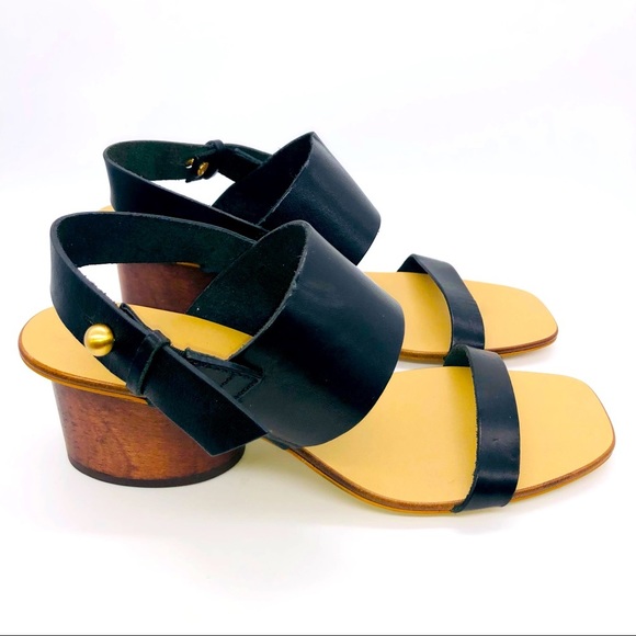 Rag & Bone Leather Square Toe Wood Heel City Sandals 7.5 NWT - Picture 3 of 13